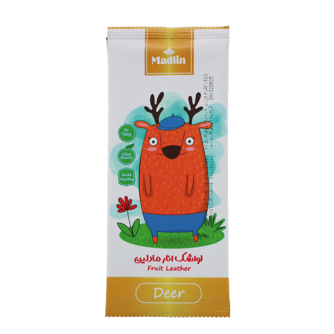 مادلین لواشک ورقه ای انار طرح گوزن 20گ